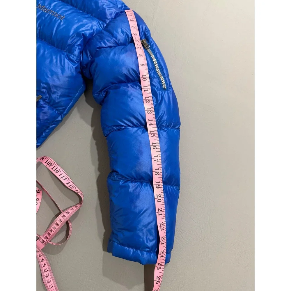 Marmot Puffer Jacket Mens S Blue Down Insulated Quilted Full Zip Outdoor